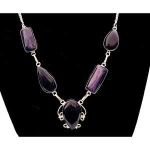 Elegant Silver Pendant Necklace with Purple Stone - 22" Sterling Silver